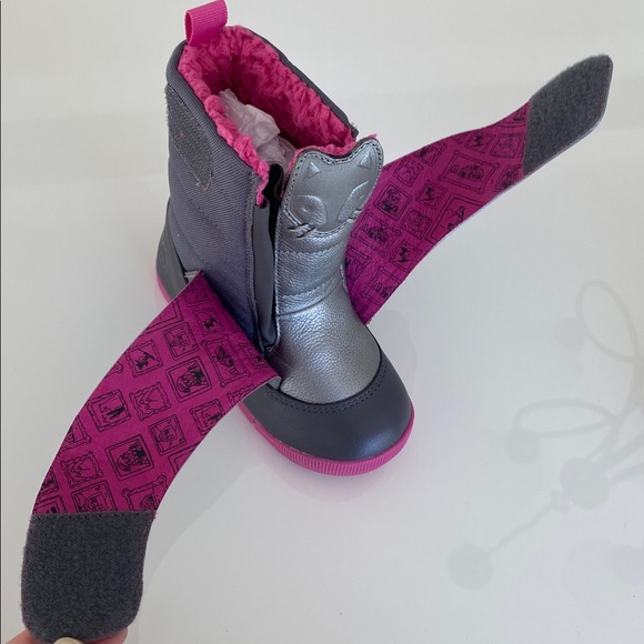 NEW Livie & Luca Fox Silver/Pink Rainbow Fleece Leather Boots girls toddler 8 - Picture 6 of 14